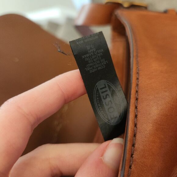 FOSSIL Harper Brown Leather Flap Crossbody Messenger Classic Bag Key Adjustable - Picture 13 of 14